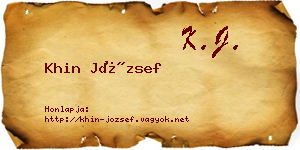 Khin József névjegykártya